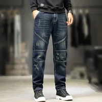 Jeans déFlexPO Gy pour hommes, pantalons droits, denim déchiré, coupe couvertes, mode coréenne, grande taille, adt, fjMan 2