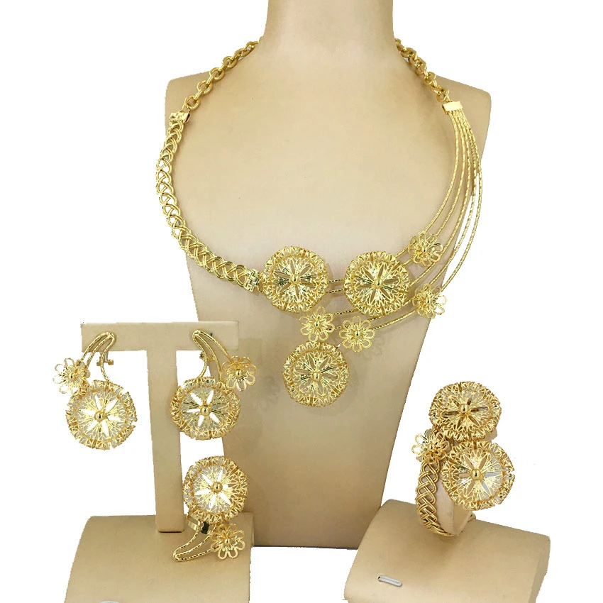 Yuminglai Brazilian Gold Jewelry Sets High Quality Handmade Jewelry For Women Fhk13021 Jewelry