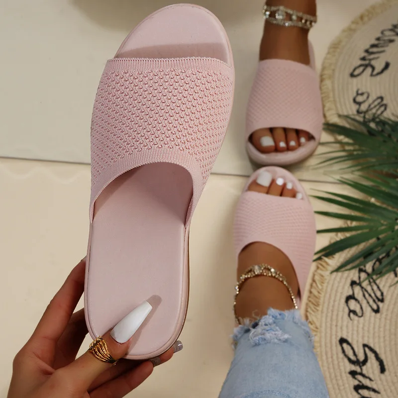 Women Sandals Soft Flat Sandals Summer Sandals Women Stretch Fabric Summer Elegant Slippers Shoes — view 3