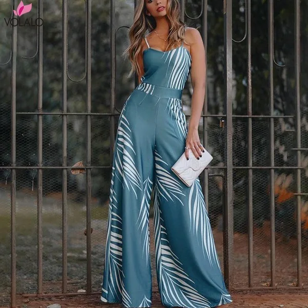 

New Jumpsuits For Women 2024 Casual Straight Jumpsuit Sleeveless Spaghetti Strap Printed Jumpsuit Waist Lace Up Women Clothing