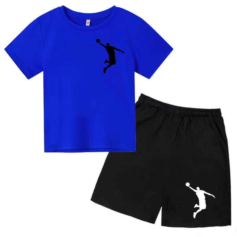 Summer Children's Sports Set Men's and Women's Sports T-shirt Short Sleeve Shorts Leisure Set Gift Preferred 3-13 Years Old 5