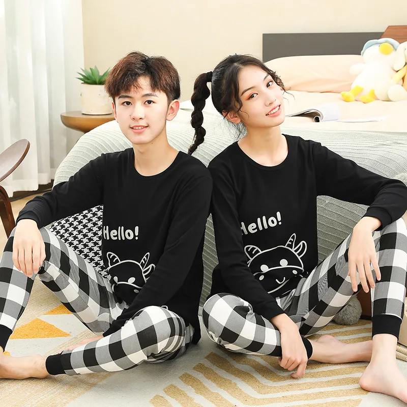

Child Boy Pajamas for 8-18 Years Winter Long Sleeved Pyjamas Suit Baby Girl Clothes Teens Cotton Sleepwear Kids Sleep Pajamas