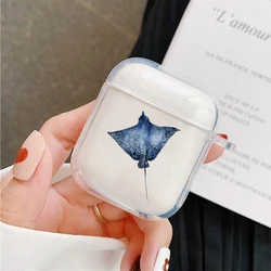 Ocean Animal Cute Dolphin & Sea Turtle Earphone Case - Sea Blue, Clear Cover - Airpods 4(2024) (Style - 4)