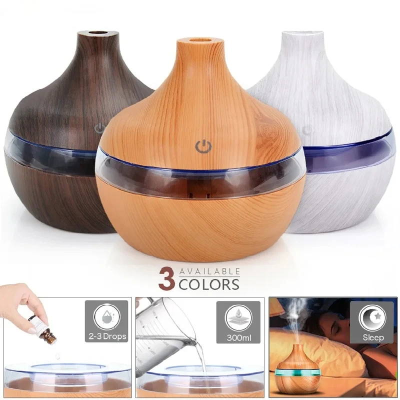 Electric Aroma Air Diffuser. Wood Ultrasonic Air Humidifier Essential Oil Aromatherapy Cool Mist 1