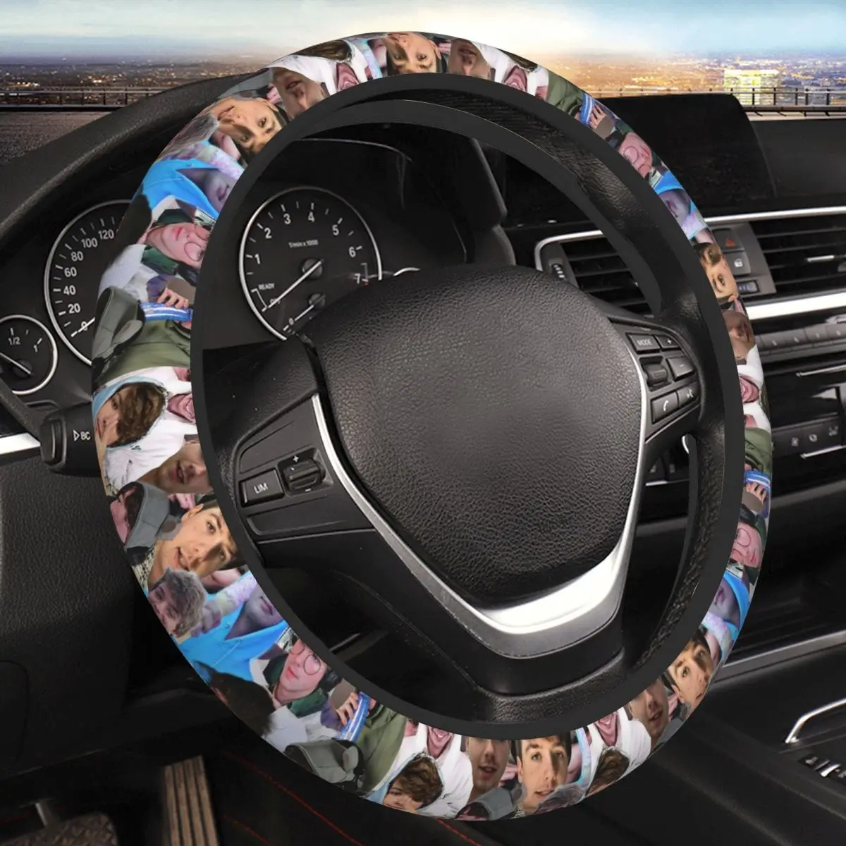 Karl Jacobs Collage Art Ispessimento Coprivolante Per Auto 38Cm Coprivolante Elastico Universale Adatto