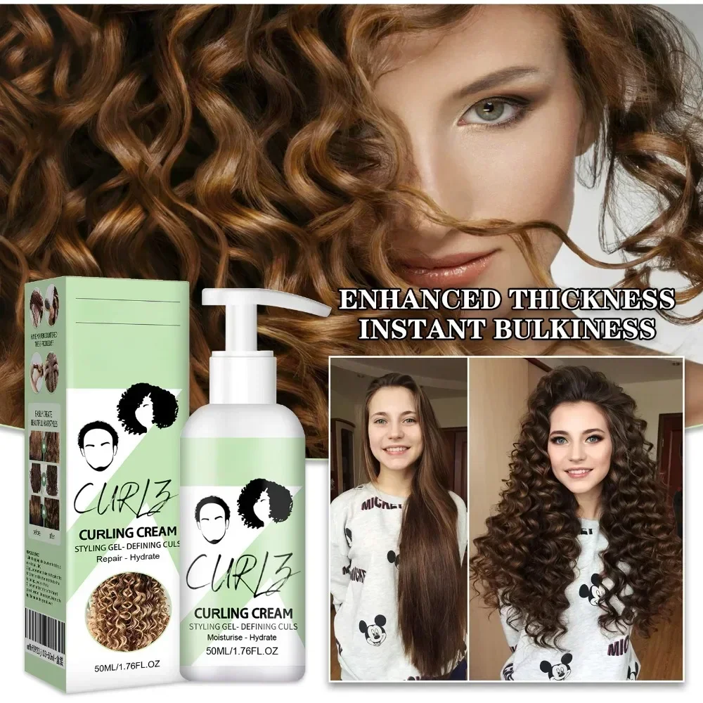 50ml Hair Curling Cream Anti-Frizz Bouncy Resilient Enhancer Styling Lotion Prevent Hair Breakage Smooth Moisturizing Care