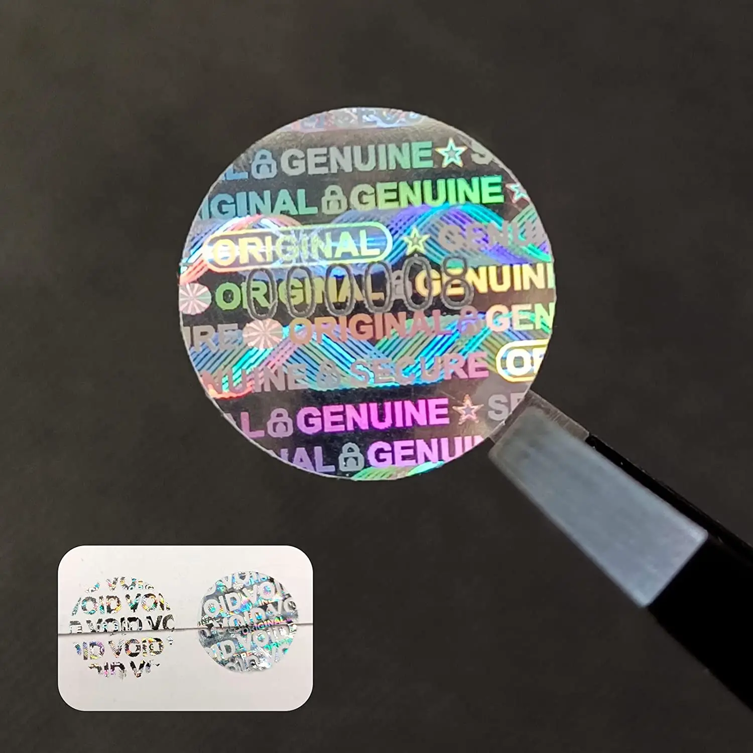 280/580pcs Circular tamper proof hologram stickers custom warranty seal sticker Genuine security label with Unique serial number