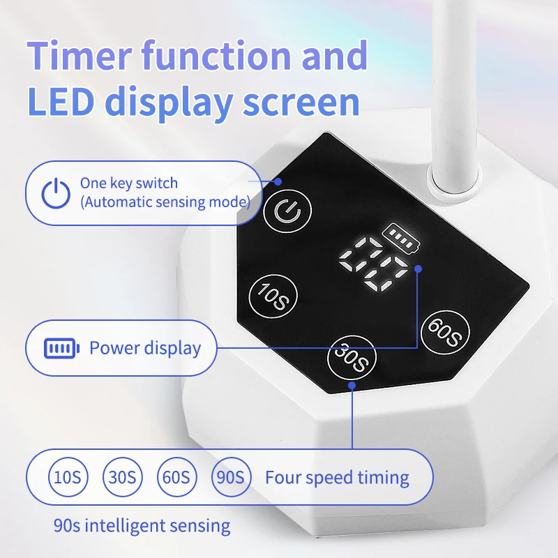 휴대용 충전식 UV LED 네일 램프 무선 USB 구즈넥 네일 드라이어 젤 폴리쉬 전문가용 매니큐어