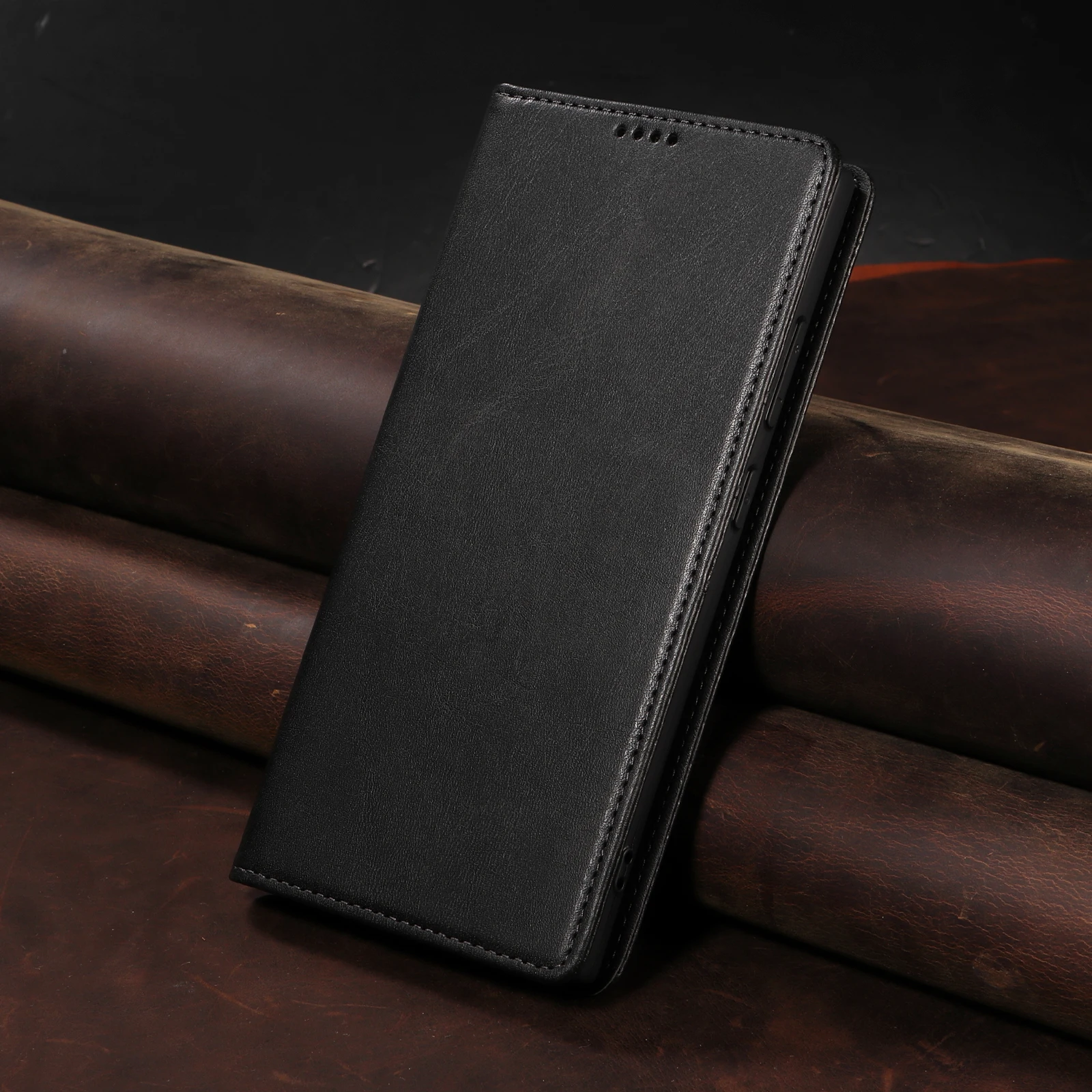 Premium PU Leather Wallet Phone Case with Magnetic Closure and Picture Frame Holder