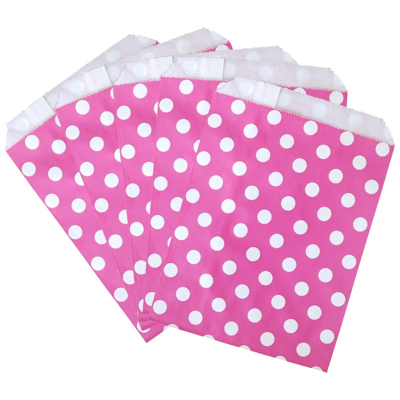 100pcs 13x18cm 도트 봉투 종이 가방 웨딩 사탕 가방 생일 파티 음식 비스킷 가방 크리스마스 작은 선물 가방 장식