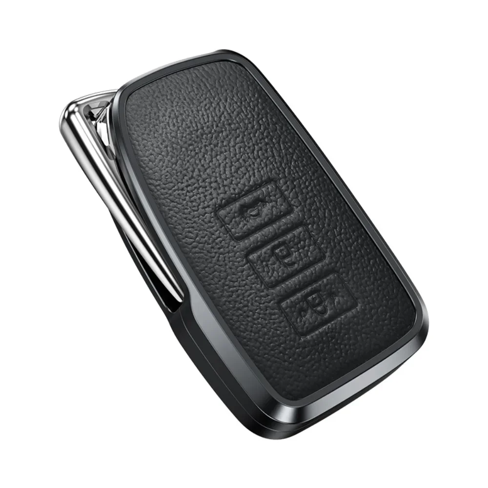 Premium Alloy Leather Car Key Case Cover - 3 Button Styling Accessory