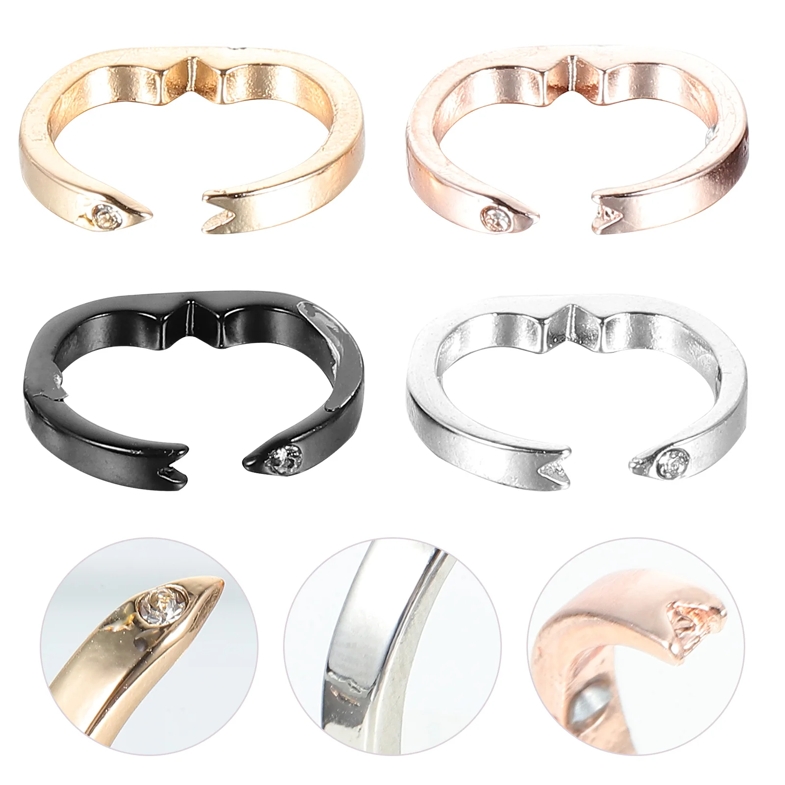 4 Pcs Magnetic Ring Decorative Rings Portable Fashion Unisex Rhinestones Healthy Jewelry Men and Women