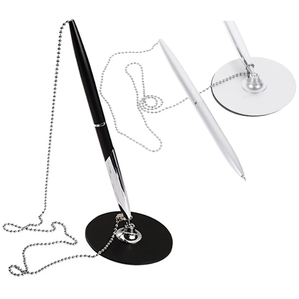 

2 Pcs Signature Pen with Chain Desktop Pens Chains Ffice Ballpoint Black Business