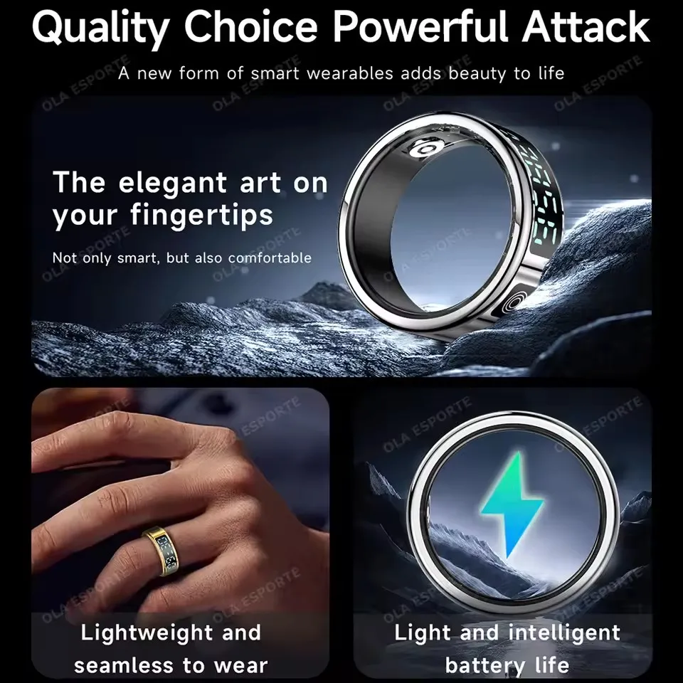 2025 R12 Smart Ring with Display Screen and Touch, Wireless Charging, Health Manager, 5 ATM Waterproof For Men Women 6