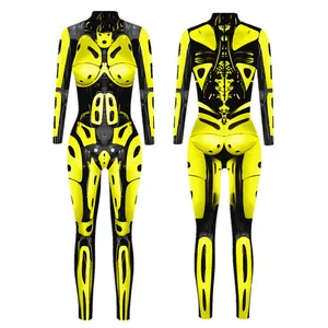 Unisex Cyber Punk 3D Digital Printing Halloween Party Role Play Outfit Women Men Cosplay Costume Carnival Jumpsuit