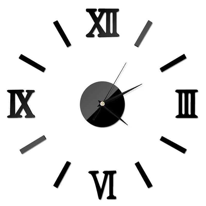 3D Mirror Roman Numbers Wall Clock Stickers Elegant DIY Digital Wall Clocks For Home Art Living Room Office Decoration Clock wall clock digital clock wall clock sticker