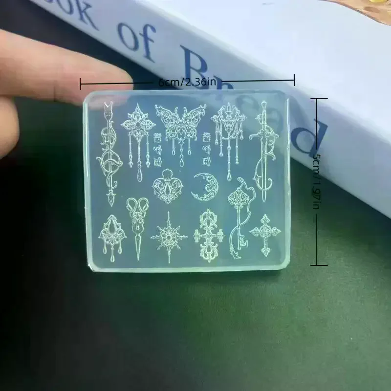 1 Pcs 유럽 복고풍 스타일 3d 릴리프 실리콘 몰드, 투명 꽃 나비 넥타이 네일 아트 실리콘 조각 몰드 금형 템플릿