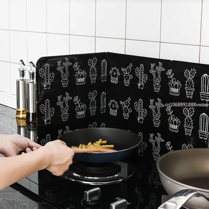 Creative Aluminum Foil Grease Baffle Heat Shield Kitchen Cooking Grease Baffle Household Stove Top Oil Splash Damper Tools kitchen splatter screen,kitchen splash guard