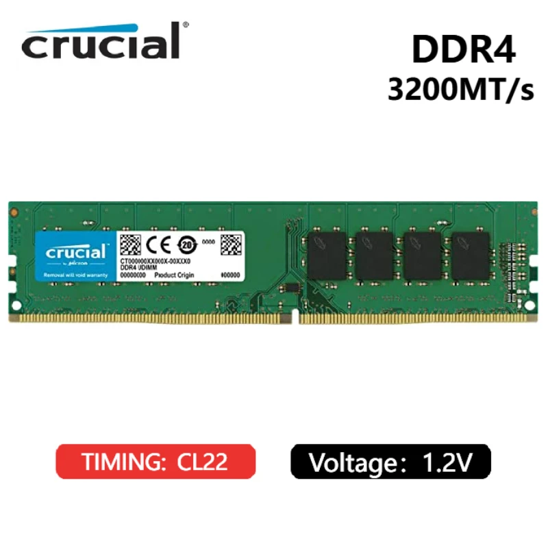 Barrette RAM pour PC portable Crucial RAM 8Go DDR4 3200MHz CL22 (ou 2933MHz  ou 2666MHz) Mémoire