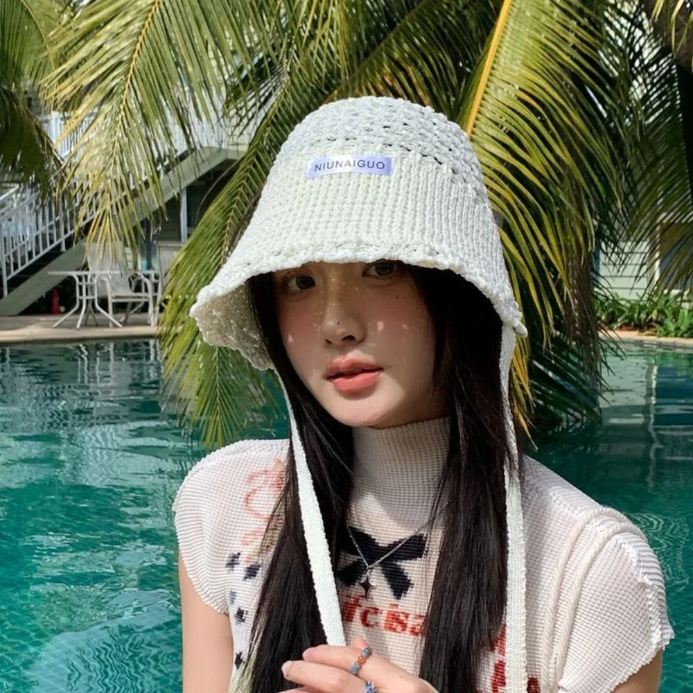 Hollowed Out Sun Protection Basin Hat Single-Layer Soft Breathable Sun Hat Light Breathable Adjustable Headband Fisherman's Hat