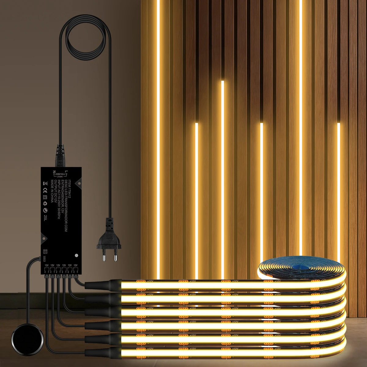 1-10Pcs Black PCB COB Strip Wall Lamp Soundproof Panel Decor,Strong Concealment Does not Affect Aesthetics,Touch Dimming Swtich