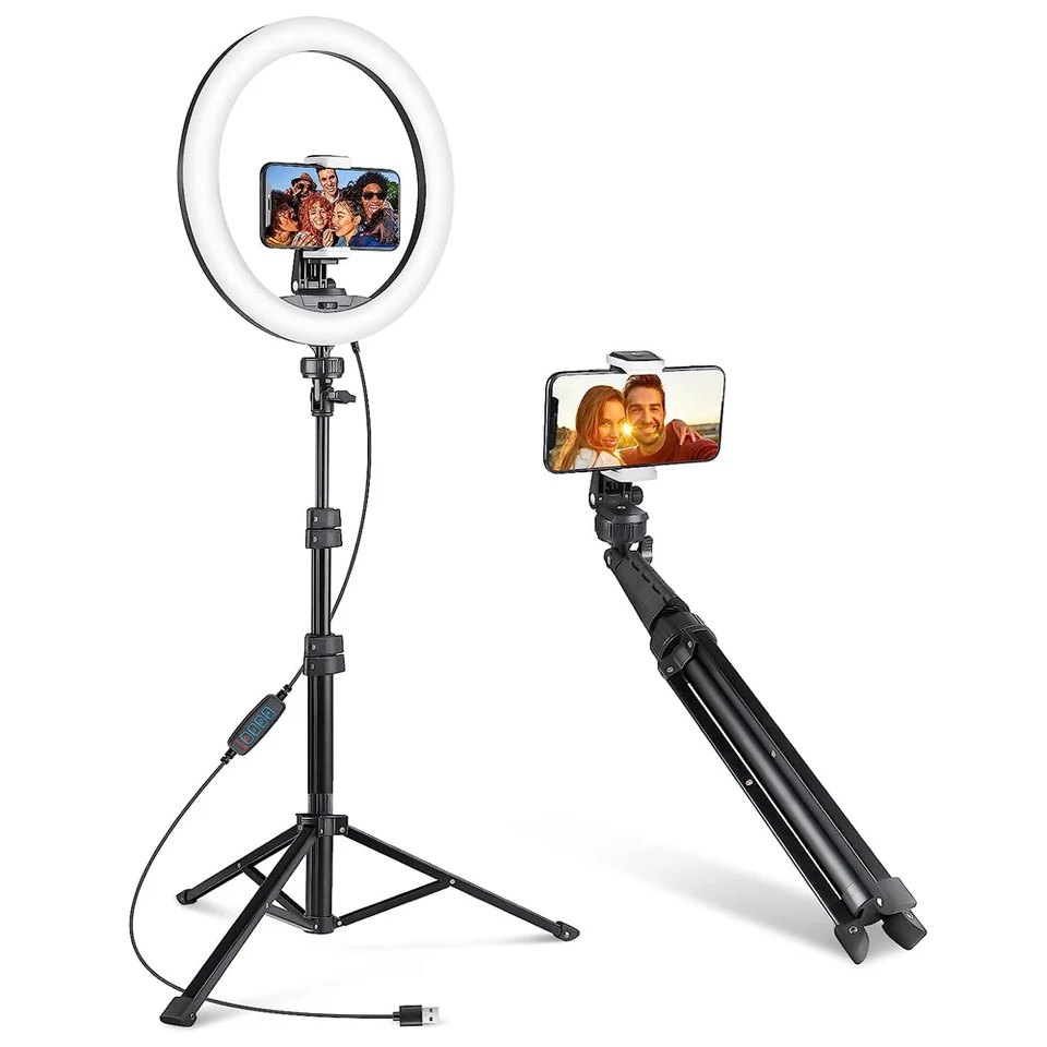 thumbnail image 2 of Ring Light For Laptop Sensyne 12" Desk Ring Light With Stand And Phone Holder, Overhead Phone Tripod TR50 2 of 11