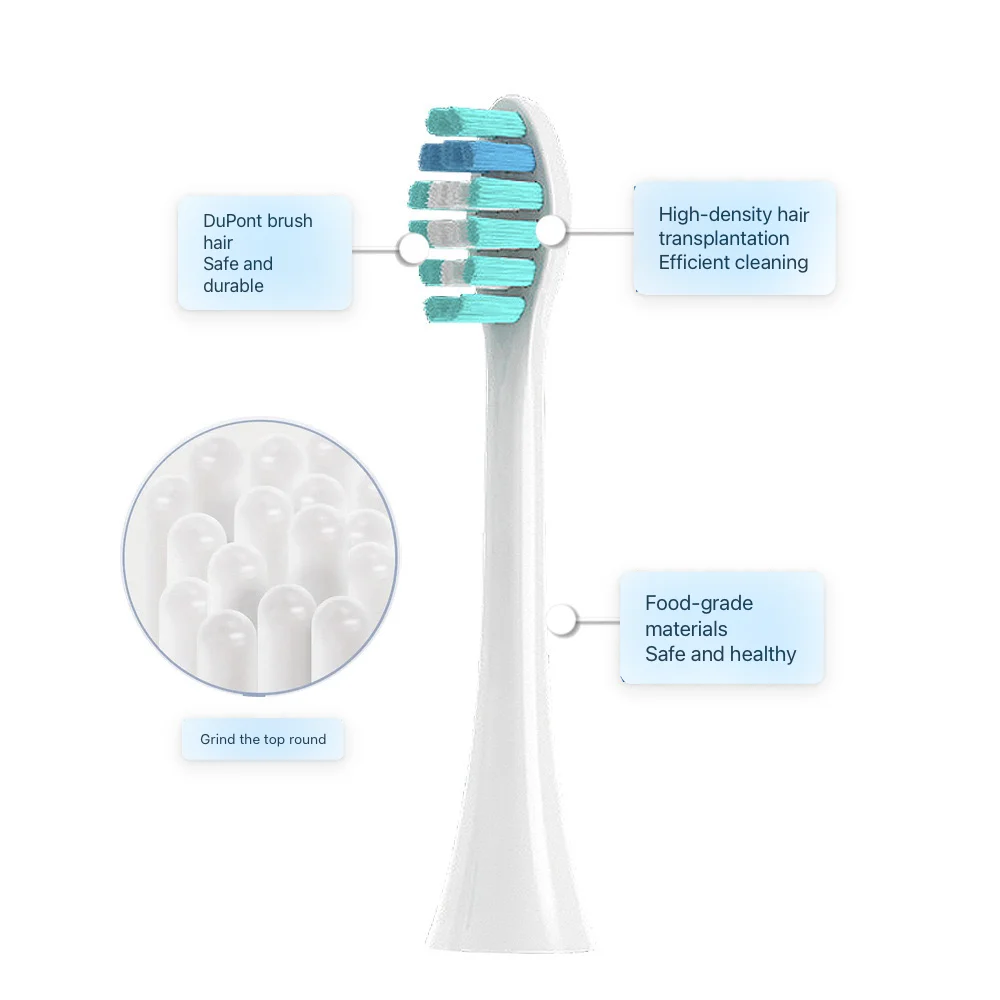 For Sonicool Electric Toothbrush Head 051B Cleaning Replacement Head DuPont Bristle Replacement Brush Heads Nozzles，4/8/16pcs 5