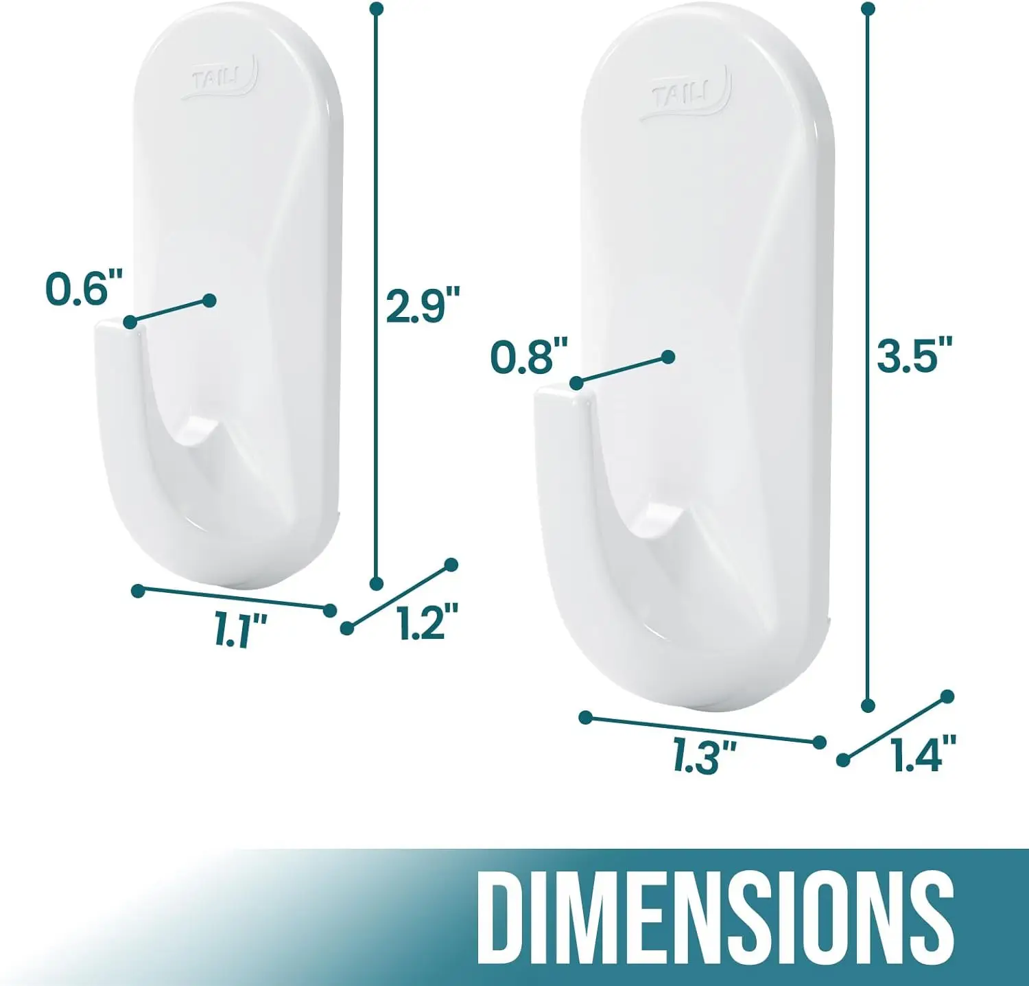 TAILI 2/6pcs Hanging Hooks with Adhesive Strips,Damage-Free Heavy Duty Utility Hooks for Home Storages and Hanging Decorations 6