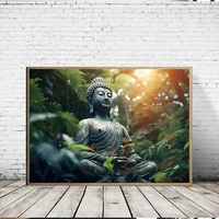 1pc frameless canvas Lotus Zen Meditation Natural Buddha Canvas Printing Wall Paintings Decoration Modern Home Bedroom Decoratio - Image 4