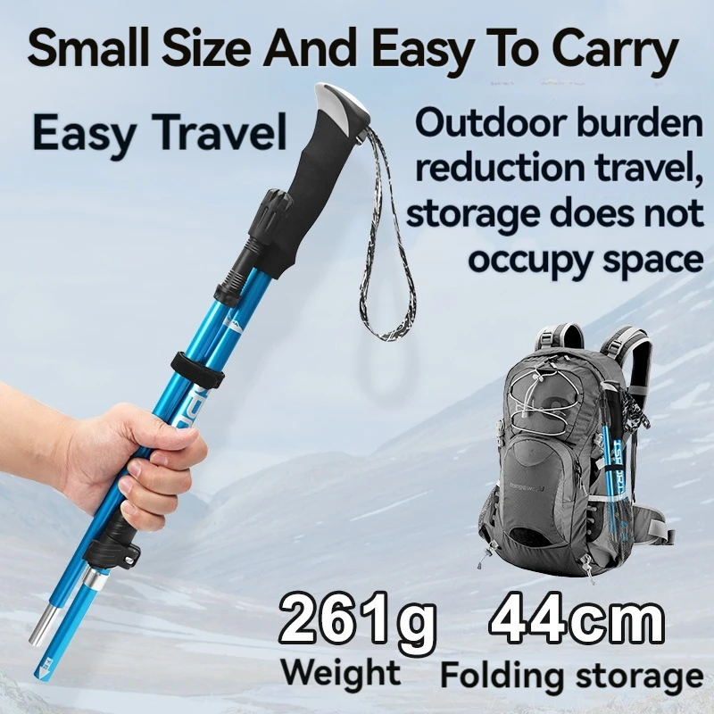 1PCS 4 Section Ultralight Hiking Sticks Foldable Hiking Poles Aluminum Hiking Poles Children Adult Retractable Cane Camping 3