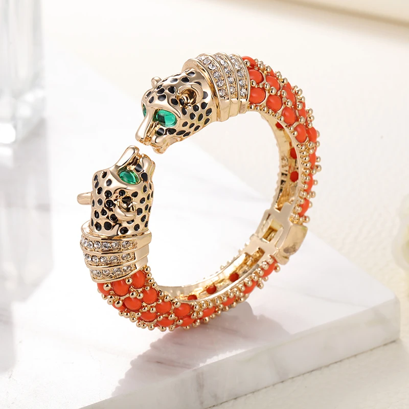 GrayBirds Luxury Fashion Animal Leopard Panther Cuff Bangle Bracelet For Women Party Anniversary Mother's Day Graduation Gift 4