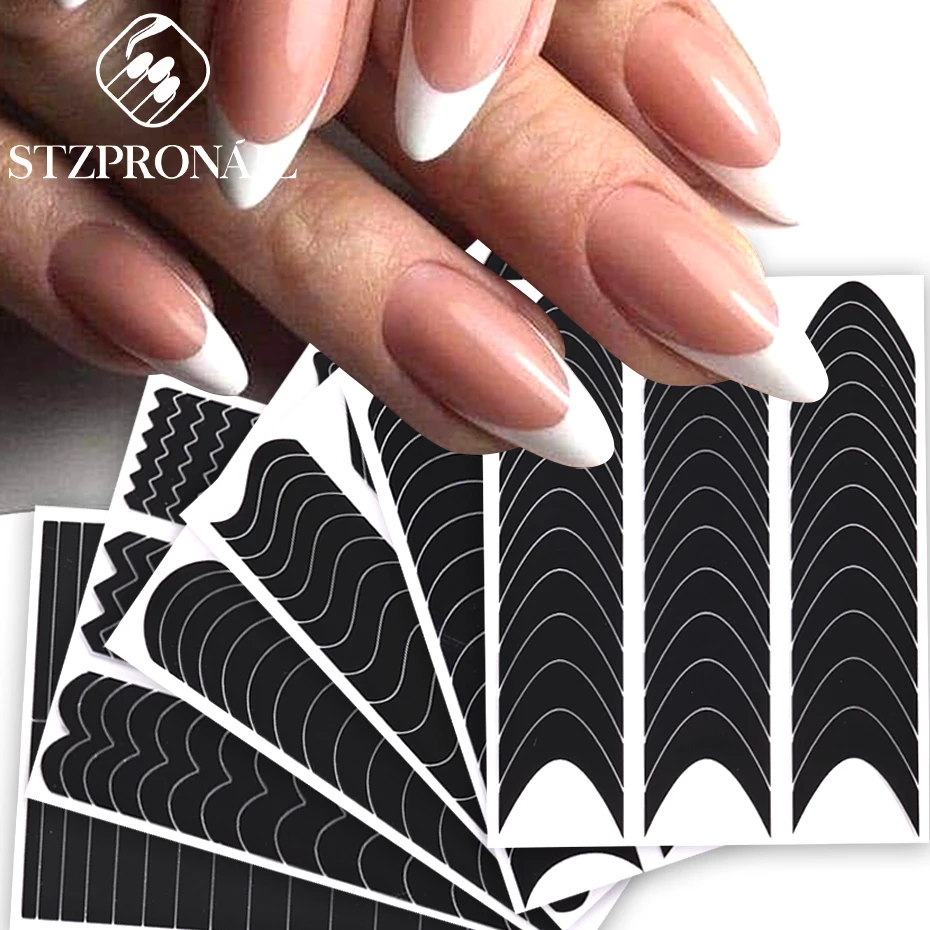 

French Manicure Strip Nail Forms Auxiliary Sticker Smile V-shaped Strip Form DIY Wavy Line Nail Art Decoration Accessories Tools