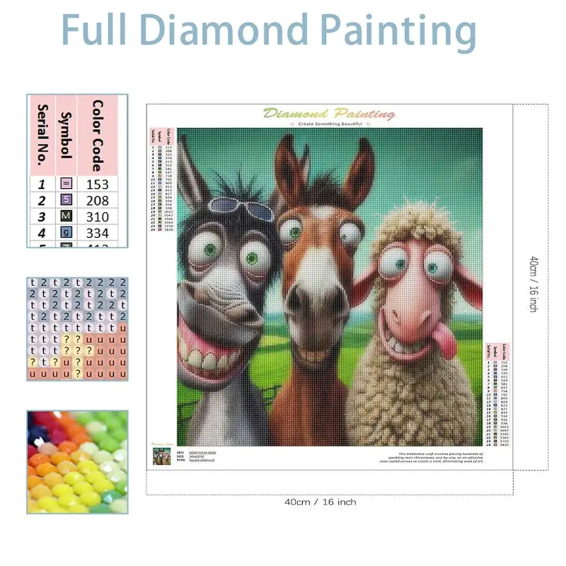 SDOYUNO Funny Animals 5D Diamond Art Painting Kits for Adults Horse and Sheep DIY Full Drill Diamond Embroidery Home Wall Decor - Image 2
