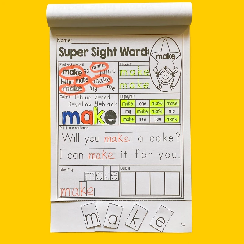 225 Pages/Book Educational Toys Children Learn English Homework Sight Word Sentence Interactive Phonics Practice Workbook 4