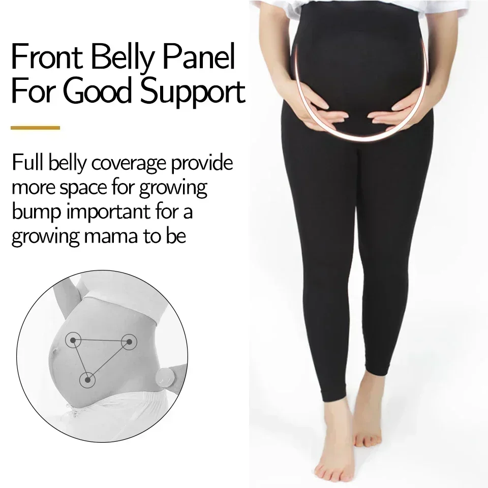 Schwangerschafts-Leggings mit hoher Taille, dünne Umstandsmode für schwangere Frauen, gestrickte Leggins mit Bauchunterstützung, Body Shaper-Hose – Detail 12