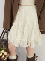 CHIC VEN Korean Women Skirts A Line Loose Casual New High Waist Irregular Lace Half Length Female Skirt Spring Summer 2025 - Image 3