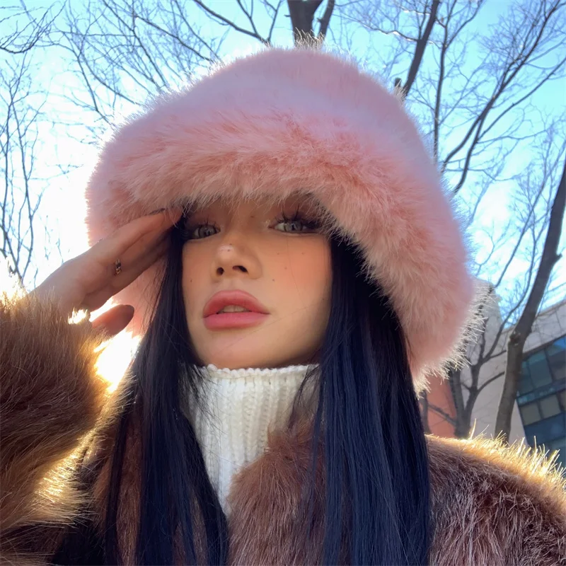 

KKSHOP haute couture and fashionabie faux fur fur mink fur hat for women`s winter new style, revealing face,small plush warm bah