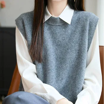 Naiste 100% meriinovillast o-kaelusega lohvakama lõikega vest M-XL 1