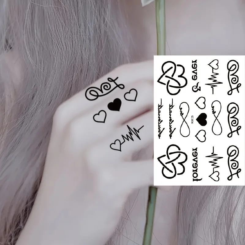 Rocooart SC974 Taty Sketch Black White Sweet Hearts Water Transfer Temporary Tattoo Stickers For Women Men