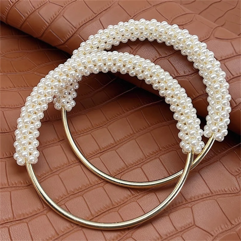 7 Colors Purse Pearl Handle Replacement Round Bag Handle Chain Clutch Handbag Purse Handle DIY Handmade Crochet Bag Accessories