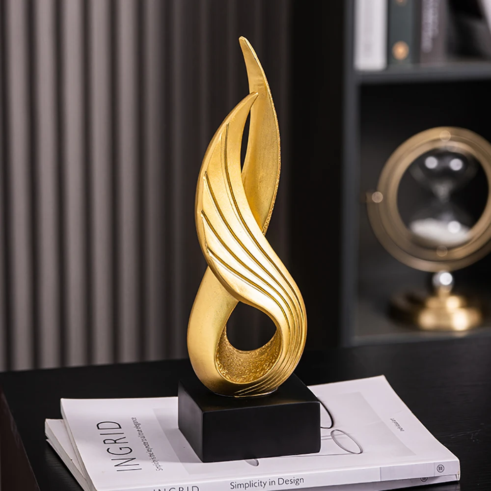 

Nordic Style Golden Abstract Sculptures Home Office Decor Art Statues Luxury Living Room Figurines Decoration Desk Accessories