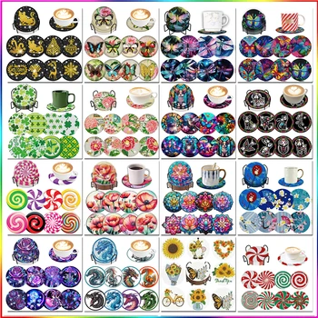 SDOYUNO 8pcs DIY Diamond Art Coasters with Holder 1