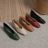 Genuine Leather Multi-color Low-heeled women's Shoes  Round Toe Flat Bottom Shallow Cut Single Shoe Casual Versatile Loafers 1