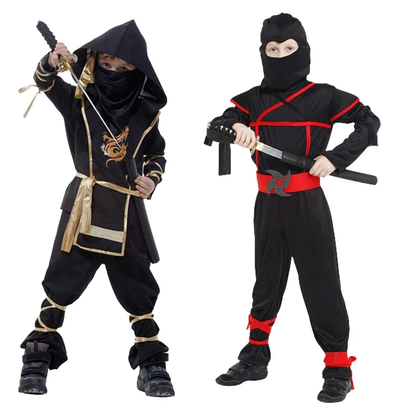 Disfraces de Halloween para niños, disfraz de Ninja, vestido de fantasía para fiesta de Navidad, Carnaval, espadachín, traje de guerra