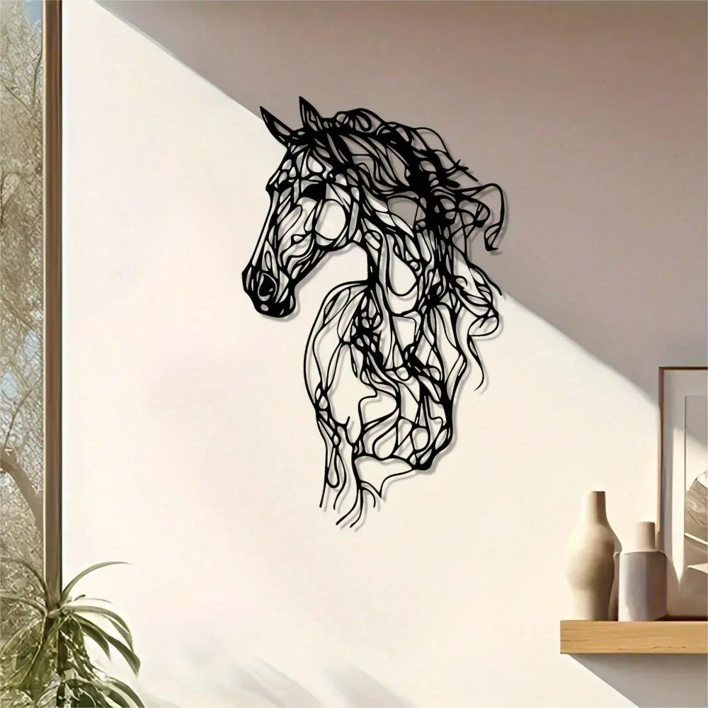 Metal Art Horse Wall Decor, Weather-Resistant Iron Wall Art for Garden, Patio, Indoor, Christmas Gift, Modern Home Decor 3