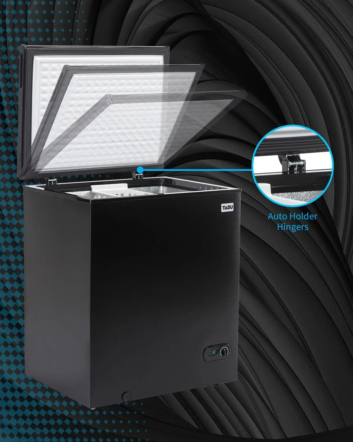 Chest Freezer, 5.0 Cu Ft Deep Freezer with Removable Storage Basket, Black Top Open Door Freezer with 7 Level Adjustable Thermos