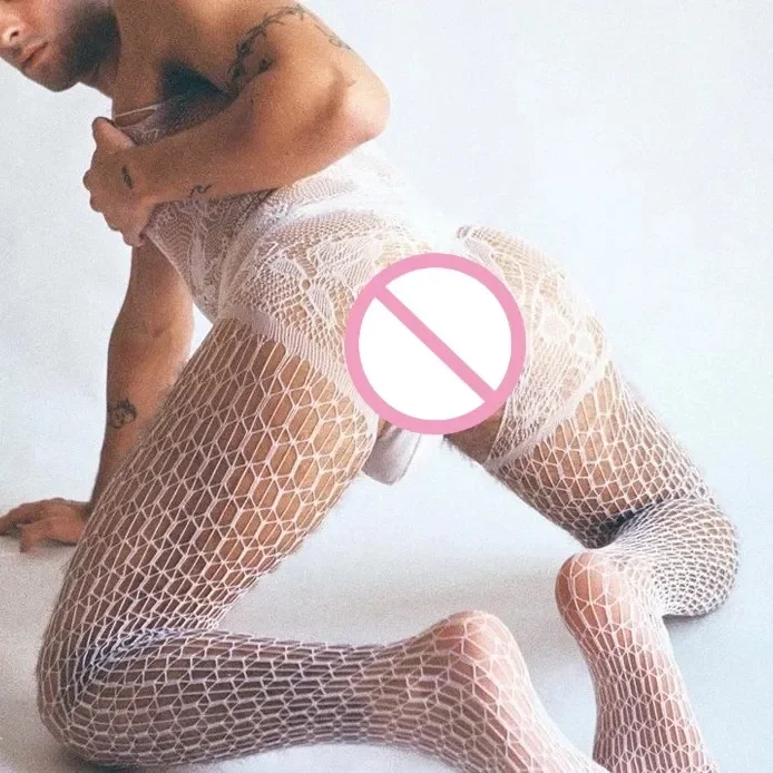 Sexy Underwear Men's Fishnet Lingerie Underwear Male Pantyhose Body stocking Guy Sexy Teddy Bodysuit Crotchless Sleepwear