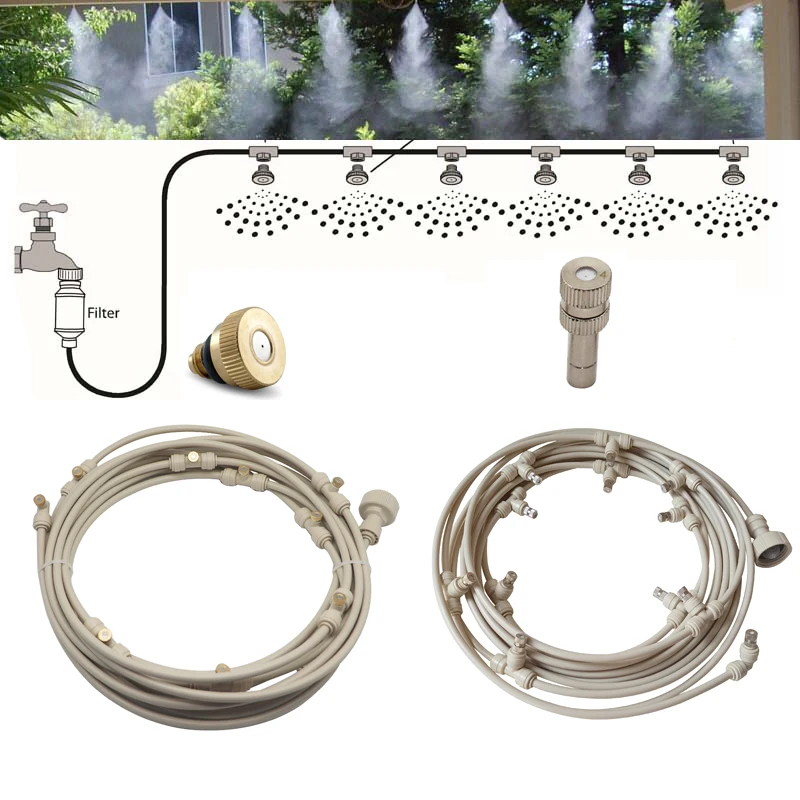 

6/9/12m Cooling Water Fog Sprayer System Garden Nebulizer Misting Set for Greenhouse Outdoor Dusting Humidifying System