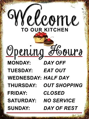 

Welcome to Our Kitchen 8x12 Inch Vintage Retro Decor Metal Tin Sign