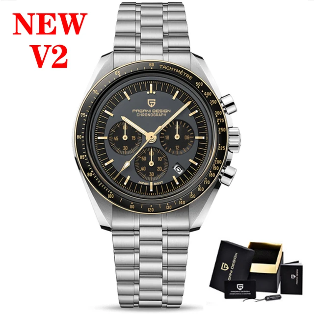 PAGANI Design Luxury Business Multifunctional Moon Watch Quartz Chronograph Men Watch Sapphire Waterproof Bracelet Accessories gold